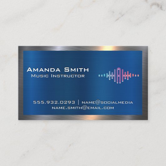Audio-Wave-Logo | Metallisch Visitenkarte (Vorderseite)