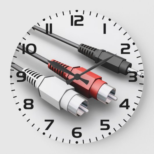 Audiokabel Vintag Tech Große Wanduhr (Vorderseite)