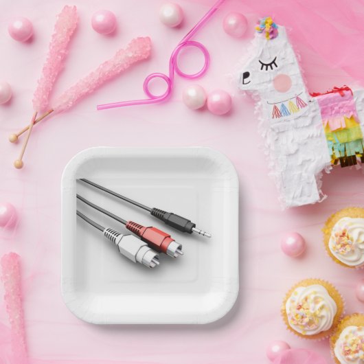 Audiokabel Vintag Tech Pappteller (Party)