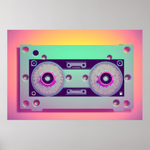 Audiokassette Musik Retro Digitale Kunst Poster