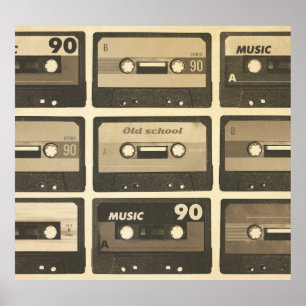 Audiokassette, Retro Poster Angesagt-Hop.