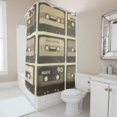 Audiokassette, Retro Poster Angesagt-Hop. Duschvorhang (Beispiel)