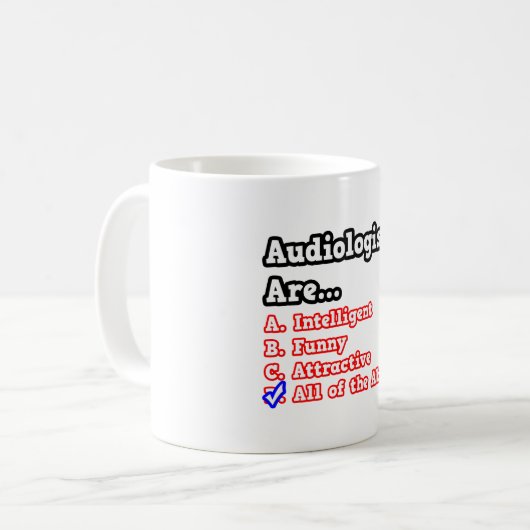 Audiologe Quiz...Joke Kaffeetasse (Vorderseite Links)