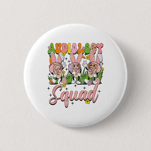 Audiology Squad Funny Oaster Bunny Button (Vorderseite)