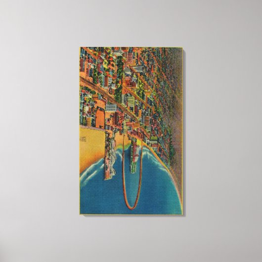 Auditorium, Strand und Regenbogen Pier Leinwanddruck (Vorderseite)