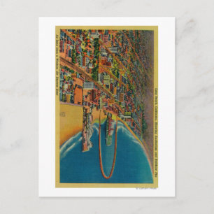 Auditorium, Strand und Regenbogen Pier Postkarte