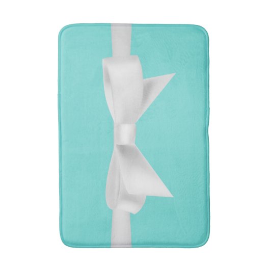 Audrey Aquamarin White Bow Modern Glam Badematte (Vorderseite Vertikal)