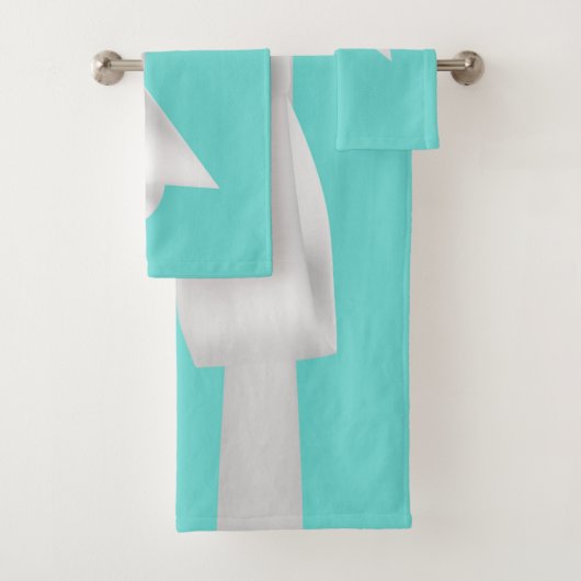 Audrey Aquamarin White Bow Modern Glam Badhandtuch Set (Insitu)