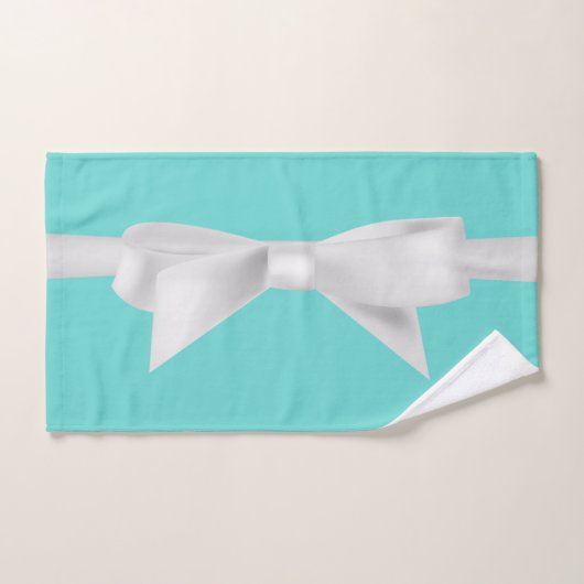 Audrey Aquamarin White Bow Modern Glam Badhandtuch Set (Handtuch)