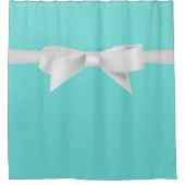 Audrey Aquamarin White Bow Modern Glam Duschvorhang (Vorderseite)