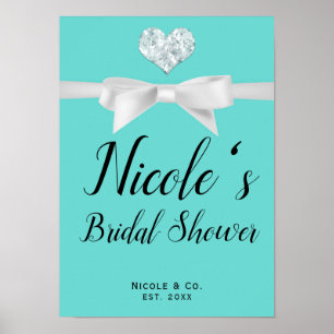 Audrey Aquamarin White Bow Modern Glam Sweet 16 Pa Poster