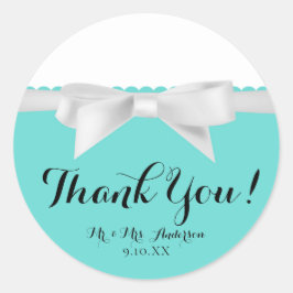 Audrey Aquamarin White Bow Modern Glam Sweet 16 Pa Runder Aufkleber