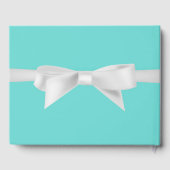 Audrey Aquamarin White Bow Modern Glam Wedding Bri Gästebuch (Rückseite)