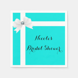 Audrey Blue & White Elegant Glam Diamond Bow Chic Serviette