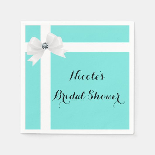 Audrey Blue & White Elegant Glam Diamond Bow Chic Serviette (Vorderseite)