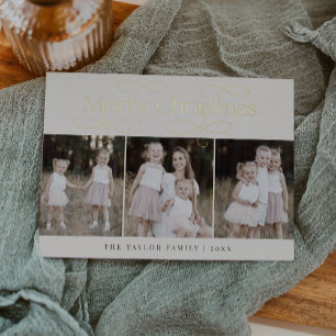 AUDREY Gold Foil Family Foto Weihnachten Folien Feiertagskarte