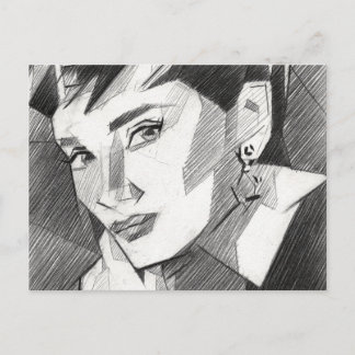 Audrey Hepburn Inspired Portrait Postcard Postkarte