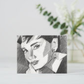 Audrey Hepburn Inspired Portrait Postcard Postkarte (Stehend Vorderseite)