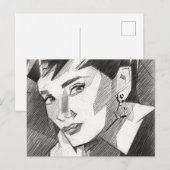 Audrey Hepburn Inspired Portrait Postcard Postkarte (Vorne/Hinten)