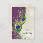 Audrey Jeanne Peacock Feather Lila Damask Escort Einladung (Vorne/Hinten)