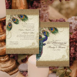 Audrey Jeanne Peacock & Feathers Vintag Damask Einladung<br><div class="desc">PAPIERAUSWAHL: Dies wird auf "Basispapier" gezeigt, eine andere große Wahl wäre "metallisches Eis", das eine saubere weiße, perlenschimmernde Oberfläche ist. Es wäre auch schön auf "Champagne Metallic" Bettwäsche, Filz oder eine der anderen Optionen. FARBPALETTE: gold metallisch, braun, creme, königsblau, grün und rost. DESIGN: Diese antike, Vintage, inspirierte Hochzeitskollektion verfügt über...</div>