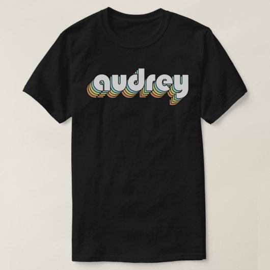 Audrey Retro Rainbow Typografie Faded Style T-Shirt (Design vorne)