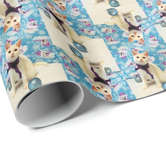 Audrey's Christmas Cat / Kitten Wrapping Paper Geschenkpapier (Rolleneckpunkt)
