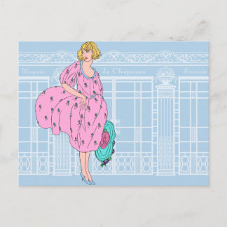 Audrey's Parisian Hat Shop - French Art Deco Postkarte