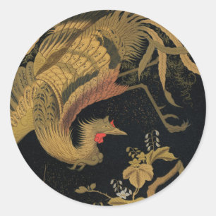 Audsley Mythischer Howo-Vogel: 1884 Japanischer Ph Runder Aufkleber