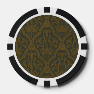 Audsley Vintage Gold Lilie Crown Green Damast Kuns Pokerchips