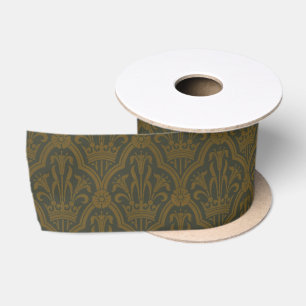Audsley Vintage Gold Lilie Crown Green Damast Kuns Satinband