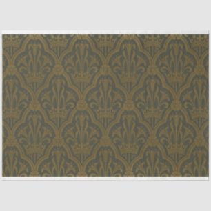 Audsley Vintage Gold Lilie Crown Green Damast Kuns Seidenpapier