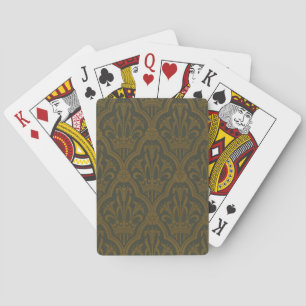 Audsley Vintage Gold Lilie Crown Green Damast Kuns Spielkarten