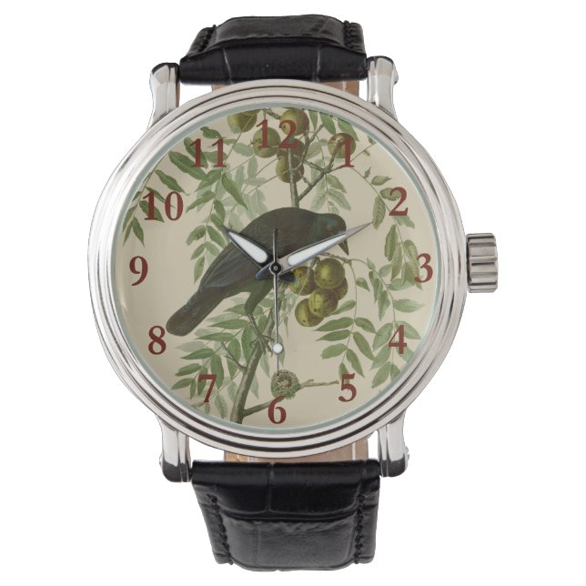 Audubon American Crow Black Bird Armbanduhr (Vorderseite)
