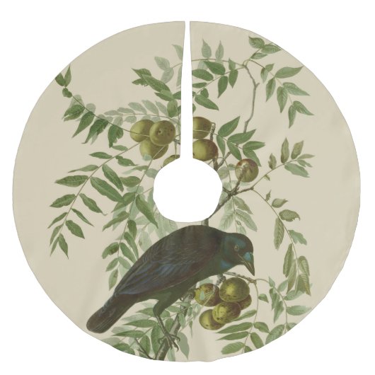 Audubon American Crow Black Bird Polyester Weihnachtsbaumdecke (Vorderseite)