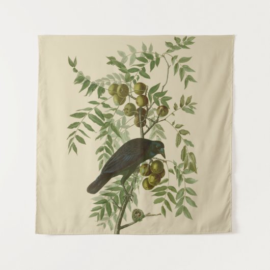 Audubon American Crow Black Bird Wandteppich (Vorderseite)