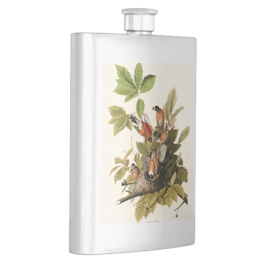 Audubon American Robin Wildlife Bird Illustration Flachmann (Rechts)