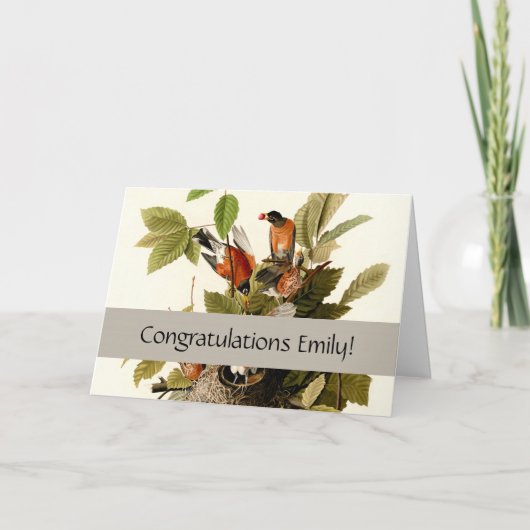 Audubon American Robin Wildlife Bird Illustration Karte (Vorderseite)