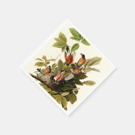 Audubon American Robin Wildlife Bird Illustration Serviette (Ecke)