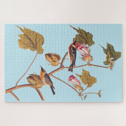 Audubon Bay Breasted Warbler Bird auf Baumwolle-Pf Puzzle (Horizontal)