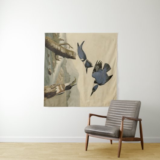 Audubon Belted Kingfisher Wildlife Bird Wandteppich (Beispiel (Horizontal))