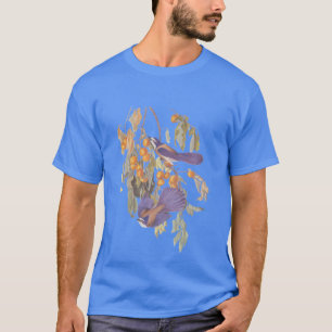 Audubon Blue Florida Jay Birds on Orange Tree T-Shirt