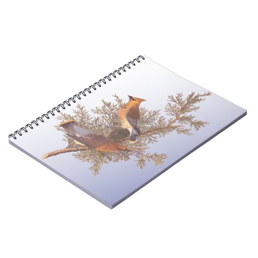 Audubon Cedar Waxwing Bird auf Evergreen Junior Notizblock (Linke Seite)