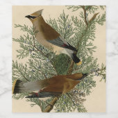 Audubon Cedar Waxwing Bird Weinetikett (Einzelnes Label)