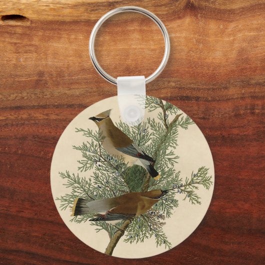 Audubon Cedar Waxwing Schlüsselanhänger (Vorderseite)