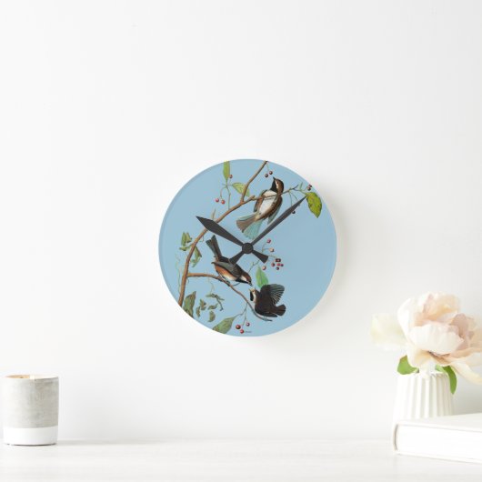 Audubon: Chickadee Runde Wanduhr (Zuhause)