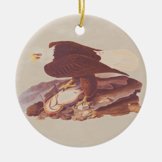 Audubon Classic Bald Eagle mit frischem Fisch Keramik Ornament (Vorne)