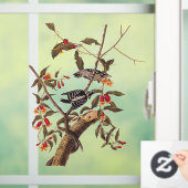 Audubon Downy Woodpecker Couple mit Blume Fensteraufkleber (Zuhause)