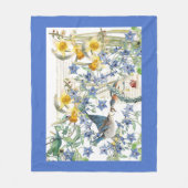 Audubon Drossel-Vogel-Blumen-Fleece-Decke Fleecedecke (Vorderseite)