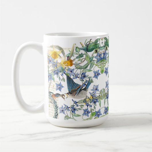 Audubon Drossel-Vogel-Narzissen-Blumen-Tasse Kaffeetasse (Links)